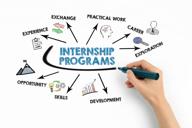 Students preparing for internship applications with laptops and notes