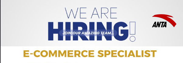 Anta International logo, ecommerce job Dubai, ecommerce specialist UAE, Anta careers UAE, online retail jobs Dubai.